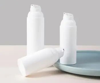 10 adet / grup 30ml 50ml 75ml Boş Plastik Kozmetik Şişe Seyahat Sıvı Şişeleri Beyaz Havasız Pompa Vakum Tuvalet Konteyner