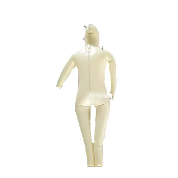 100 % Lateks Kauçuk Catsuit Bodysuit Şık Beyaz Çift katmanlı Takım Elbise Boyutu XXS-XXL