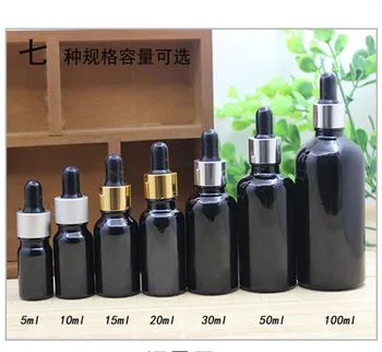 100ML siyah cam şişe uçucu yağ sıvı serum kompleksi kurtarma damlalıklı jel serum sıvı cilt bakımı kozmetik ambalaj