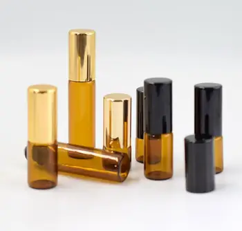 1ml 2ml 3ml 5ml 10ml Taşınabilir Amber Cam Doldurulabilir Parfüm Şişesi Boş uçucu yağ İle metal kapak 100 adet / grup