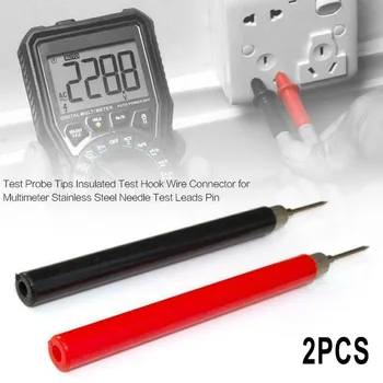 2 ADET Multimetre Yay Test Probu Ucu Yalıtımlı Test Kanca Tel Bağlayıcı Nikel Kaplama Kırmızı Siyah Prob Uçları Test Araçları 128mm