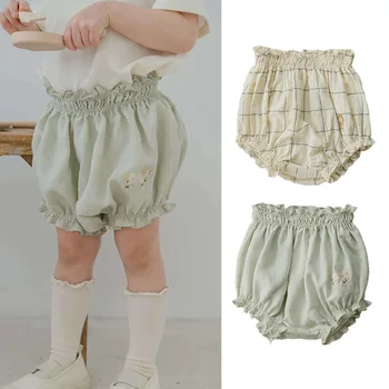 2023 Bebek Giysileri Kız Yaz kısa pantolon Çocuklar İçin Yeni Doğan Kızlar Baskılı Şort Çocuklar Rahat Gevşek Pantolon Bebekler Moda