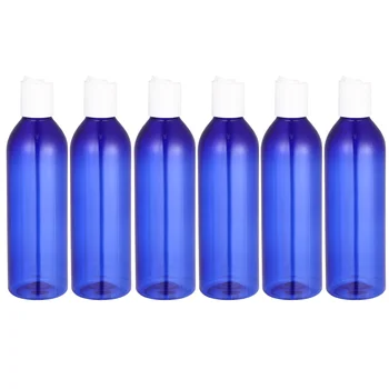 6 Paket 8oz sıkılabilir şişeler Kapaklı Boş Şişeler Şampuan, Losyonlar, Kremler, Mavi için Pres Kapaklı Şeffaf Doldurulabilir Şişeler