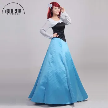 Ariel Mavi Elbise Prenses Cosplay Kostüm Kadınlar İçin Cadılar Bayramı Kostümleri Elbise Custom Made Ücretsiz Kargo