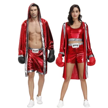 Boxer Robe Cosplay Kostüm Spor Boks ÇİFT Elbise YETİŞKİN Boks Eğitim Boxer Savaş Üniforma