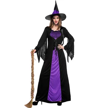Cadı Cosplay Yetişkin Cadılar Bayramı Kostüm Kadınlar İçin Karnaval Purim Kostüm Performans Parti Giyim
