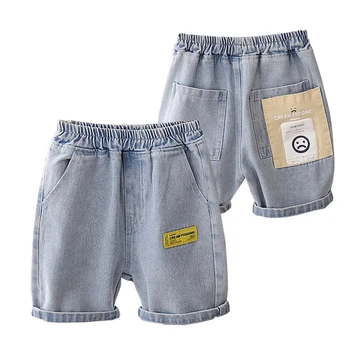 Erkek bebek Şort Kot 2023 Yaz Erkek Baskı Denim Pamuk Rahat Çocuklar kısa pantolon çocuk pantolonları 2-8Years Giyim