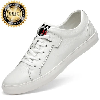 Günlük erkek deri ayakkabı Hakiki Moda Beyaz Sneakers 2024 Yeni Nefes Ayakkabı Tam Tahıl