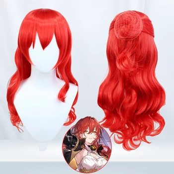 Himeko Cosplay peruk Honkai: Yıldız ray Cosplay Himeko Honkai kırmızı peruk ısıya dayanıklı sentetik saç peruk 70 cm + peruk kap Cosplay peruk