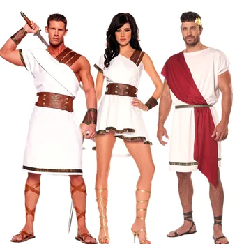 Kadın Erkek Antik Yunan Roma Gladyatör Kostüm Yetişkin Erkekler Cadılar Bayramı Karnaval Parti Cosplay Roma Asker süslü elbise