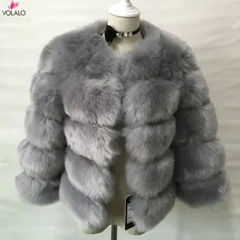 Kadın Moda Faux Kürk Ceket Süper Sıcak Sonbahar Kış Kadın Kısa Faux Fox Kürk Kabarık Ceket Yüksek Kalite 7xl Bayanlar Kürklü Mont
