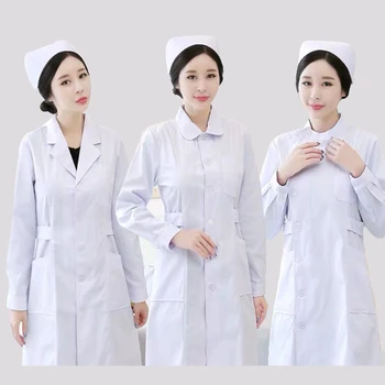 Kadın Tıbbi Üniforma Yaka Yaka tıbbi fırça Slim-Fit laboratuvar önlüğü