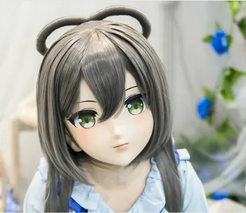(LiLi Maskesi-44) tatlı Kız Reçine baş maskesi Kigurumi Cosplay Japon Rol Oynamak Anime Silikon Kigurumi Maskesi Crossdresser Bebek