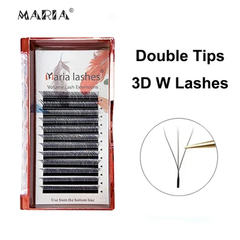 MARIA Logo Çift W 3D Kirpik Uzantıları 6D Şekilli Özel Etiket Toptan Malzemeleri Kümeleri Kolay Fan hacimli kirpikler Y Makyaj