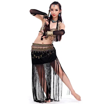 Oryantal dans kostümü Kadın Kumaş Siyah Performans Elbise Seksi Sequins Sutyen Kız Püskül Etek Sahne Oryantal Dans Takım Elbise