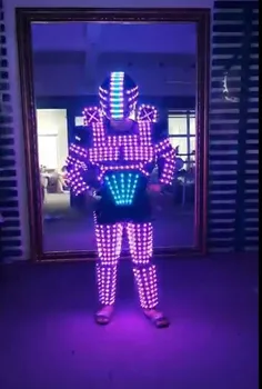 RGB ışık zırh Gece Kulübü bar ışığı Gösterisi Mekanik Dans LED elbise ceket LED Robot Takım Elbise Kostüm Sahne Dans