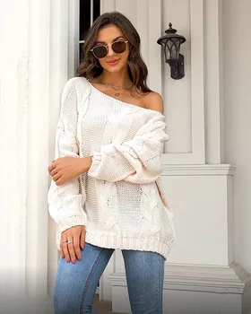 Sonbahar ve Kış Yeni Gevşek Örme Gömlek Yuvarlak Boyun Moda Kazak Kazak kadın Giyim Kazak Kadın