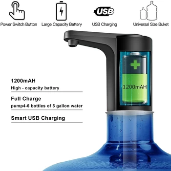 Su sebili 5 Galon Su Pompası 5 Galon Şişe, su sürahisi Pompası USB Şarj Edilebilir Evrensel Otomatik
