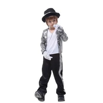 Superstar Michael Jackson Kostüm Boys için Michael Jackson Cosplay Cadılar Bayramı Şarkıcı Dans Üniforma Kıyafet