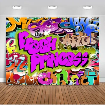 Taze Prenses Zemin Fotoğrafçılık için Hip-Hop Arka Plan Graffiti Duvar fotoğraf kabini Stüdyo Portre Arka Planında 80s 90s parti