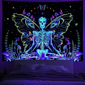 UV Reaktif Trippy Neon Halılar Karanlık Blacklight Trippy Duvar Asılı Goblen Yatak Odası için Parti Plaj Oturma Odası