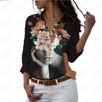 Yeni Moda kadın 2023 Yeni Kore Kısa Kollu Gömlek Y2K Giyim 3D kadın Baskı Rahat Rahat Mizaç Premium Hırka