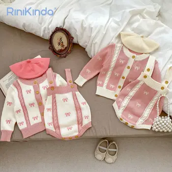 Yenidoğan Bebek Kız Giyim Örme Kazak Ceket Romper 2 adet Kıyafet Yeni Sonbahar Kış Giyim Toddler Kız Giysileri