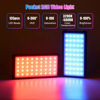 YONGNUO YN135 Mini 12W RGB LED Video cep ışıkları Kısılabilir 14 Etkileri Dahili Pil için OLED ile Vlog Canlı Akış
